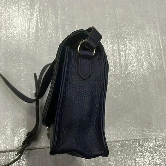 Aimee  Kestenberg Blue Pebble Leather Suede Crossbody Handbag magnet closure - Picture 11 of 15